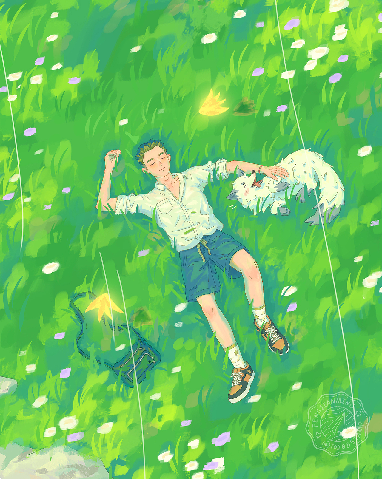春眠-关于春天的插画（三）（图ZMzQ1MDAyNDI4） - 创作习作 - 站酷设计师风间明原创素材 - 站酷ZCOOL