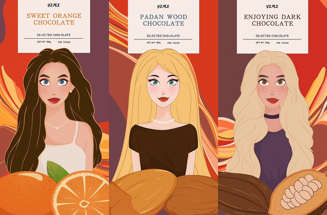 欧美风包装插画