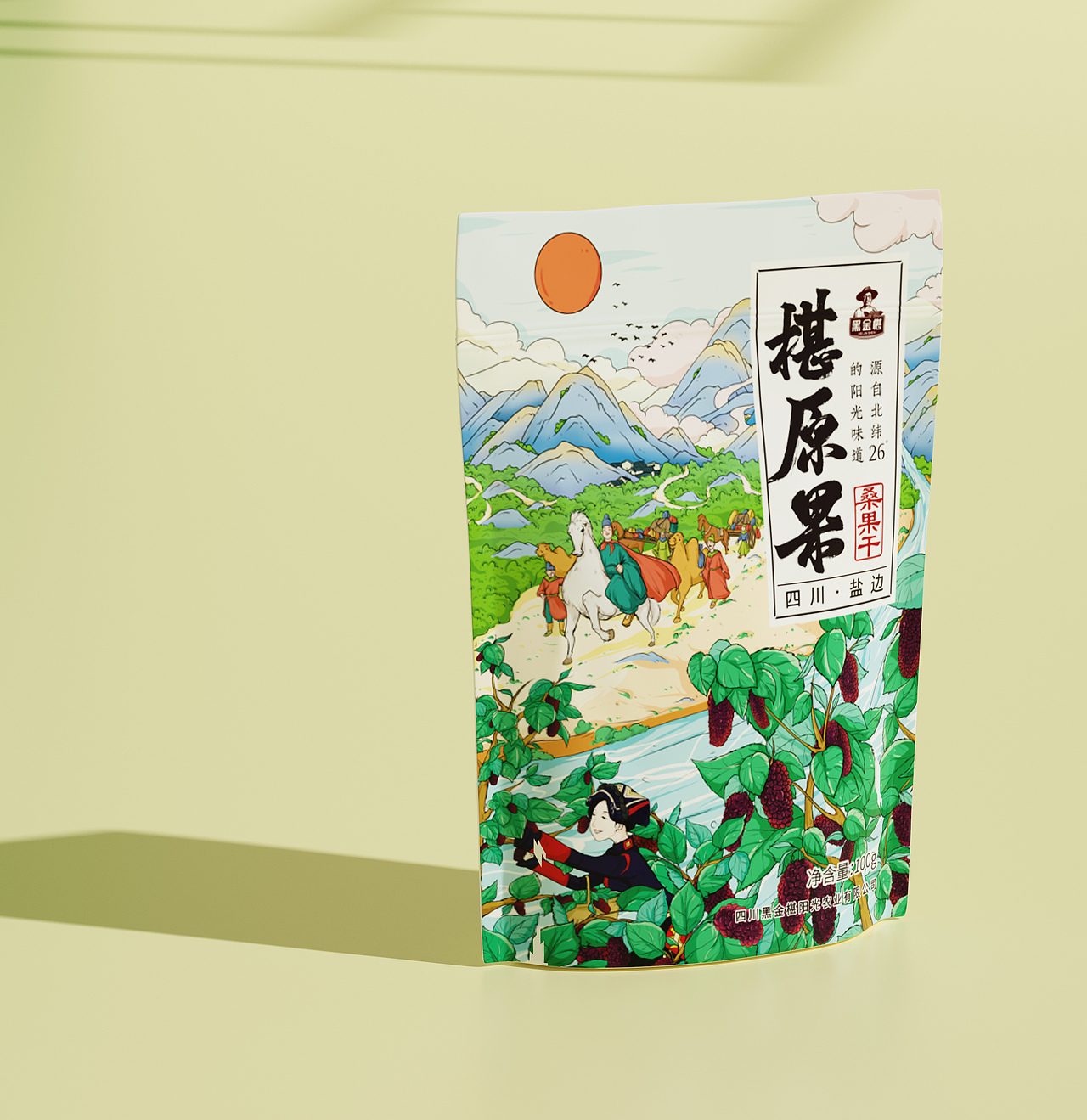 果干桑葚国风插画包装设计