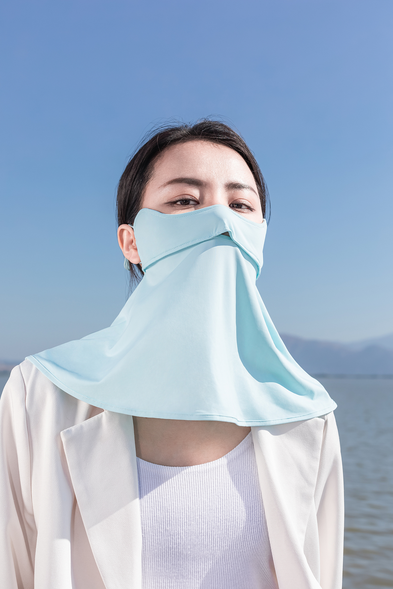 防晒口罩模特图