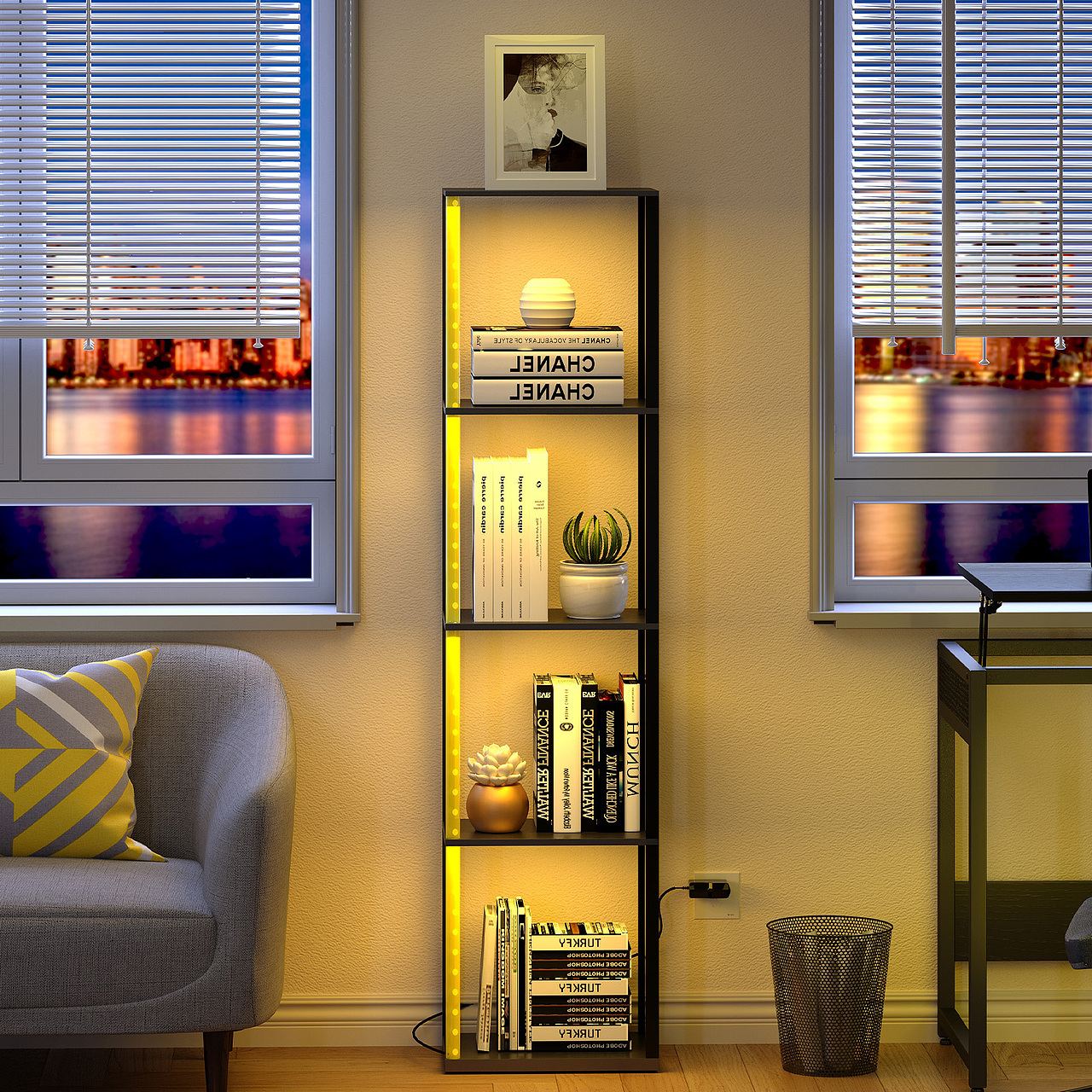 Amazon-落地灯书架