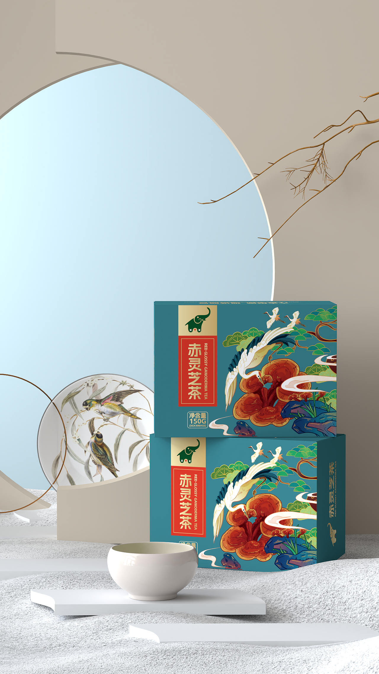 包装设计 国潮 茶叶包装 保健品包装 灵芝 赤灵芝茶