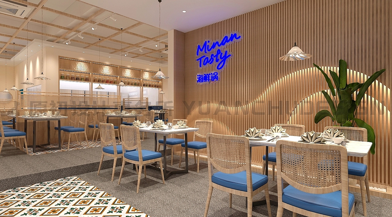 厦门 店面装修室内空间餐厅设计 闽南海鲜锅民间农家菜