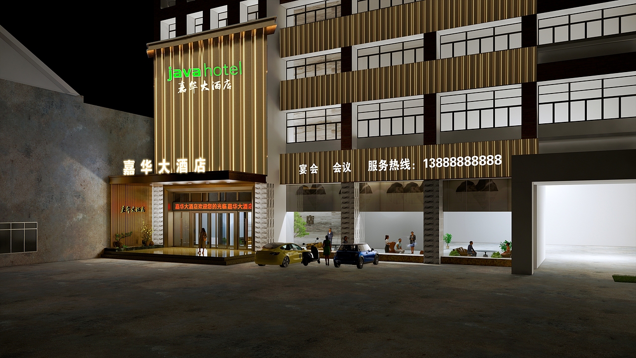 酒店外立面亮化门头氛围提升