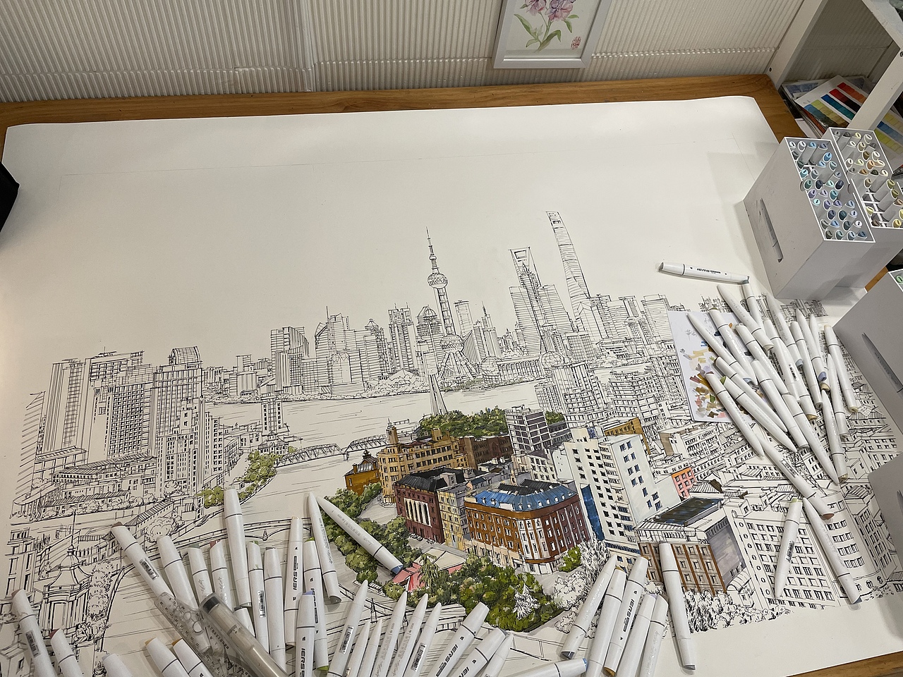 马克笔手绘《上海外滩》