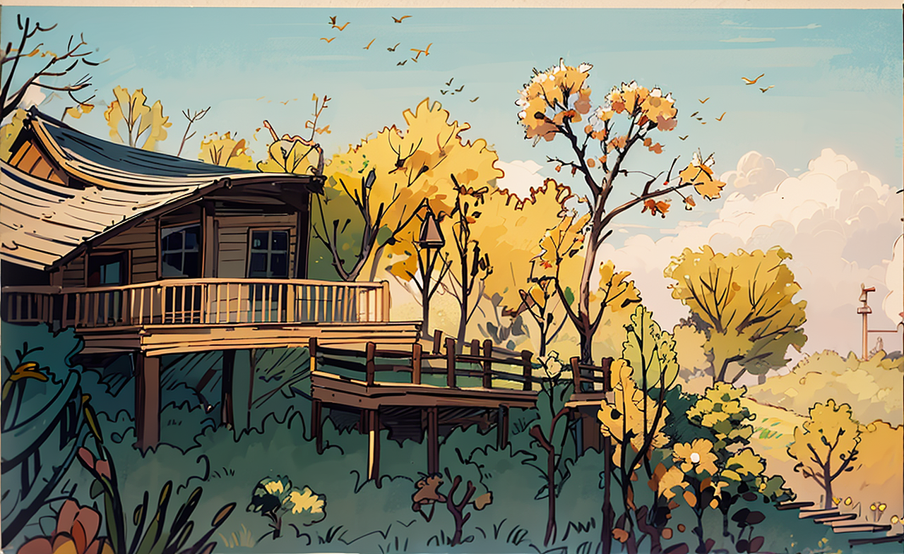 公园一角（图ZMzY2MDM4MDI0） - 艺术插画 - 站酷设计师智绘素材库原创素材 - 站酷ZCOOL