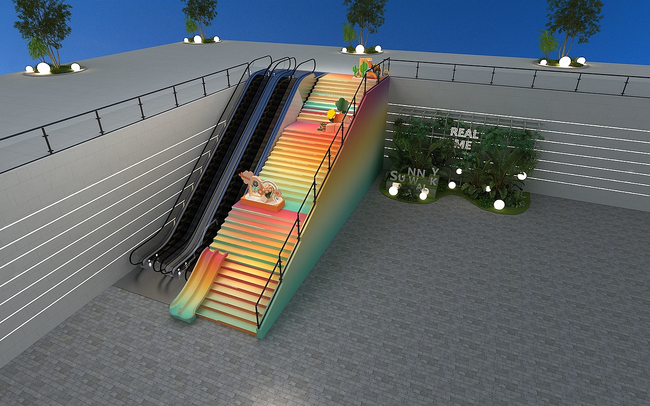 商场楼梯氛围装饰