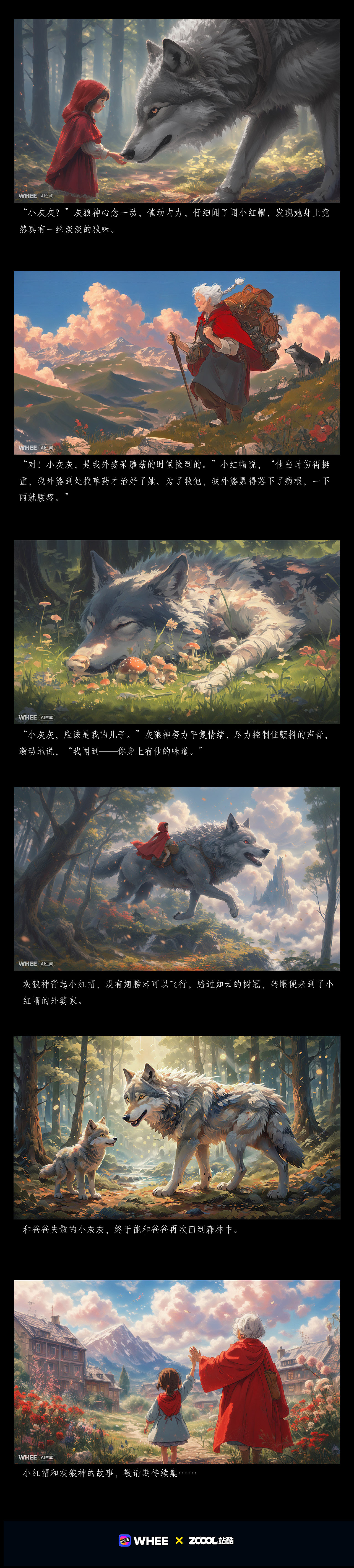 小红帽与灰狼神（图ZMzcwNDk1Mzky） - AI作品 - 站酷设计师七秒忘流年原创素材 - 站酷ZCOOL