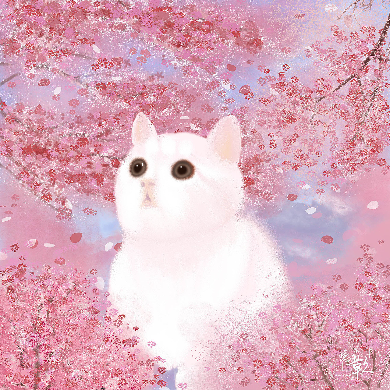 春日繁花和小猫四季萌宠萌宠可爱动物小奶猫樱花桃花