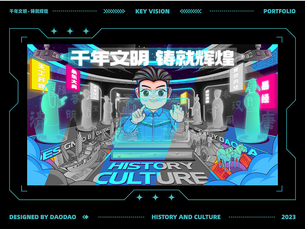 中华文明主题KV主视觉插画（图ZMzQzOTE2NTYw） - 商业插画 - 站酷设计师爱画画的刀刀原创素材 - 站酷ZCOOL