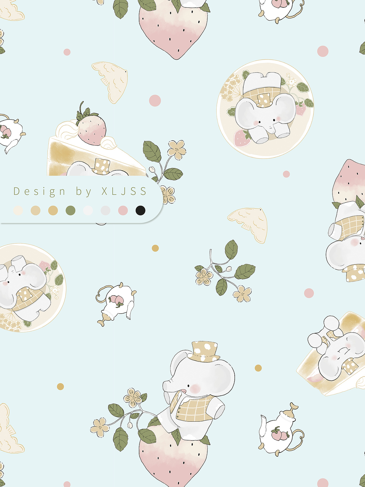 草莓派對(duì)（圖ZMzU5NTYxMzky） - 商業(yè)插畫 - 站酷設(shè)計(jì)師心里金閃閃原創(chuàng)素材 - 站酷ZCOOL