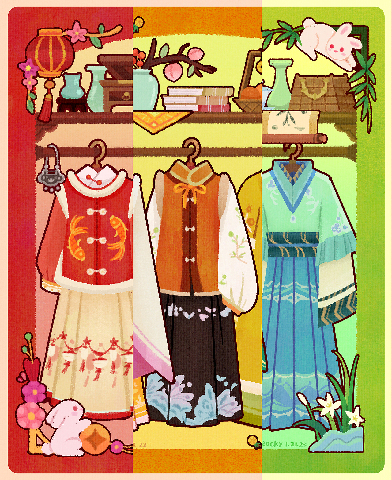 画画汉服（图ZMzI4MzI0NzY4） - 商业插画 - 站酷设计师插画师Rocky原创素材 - 站酷ZCOOL