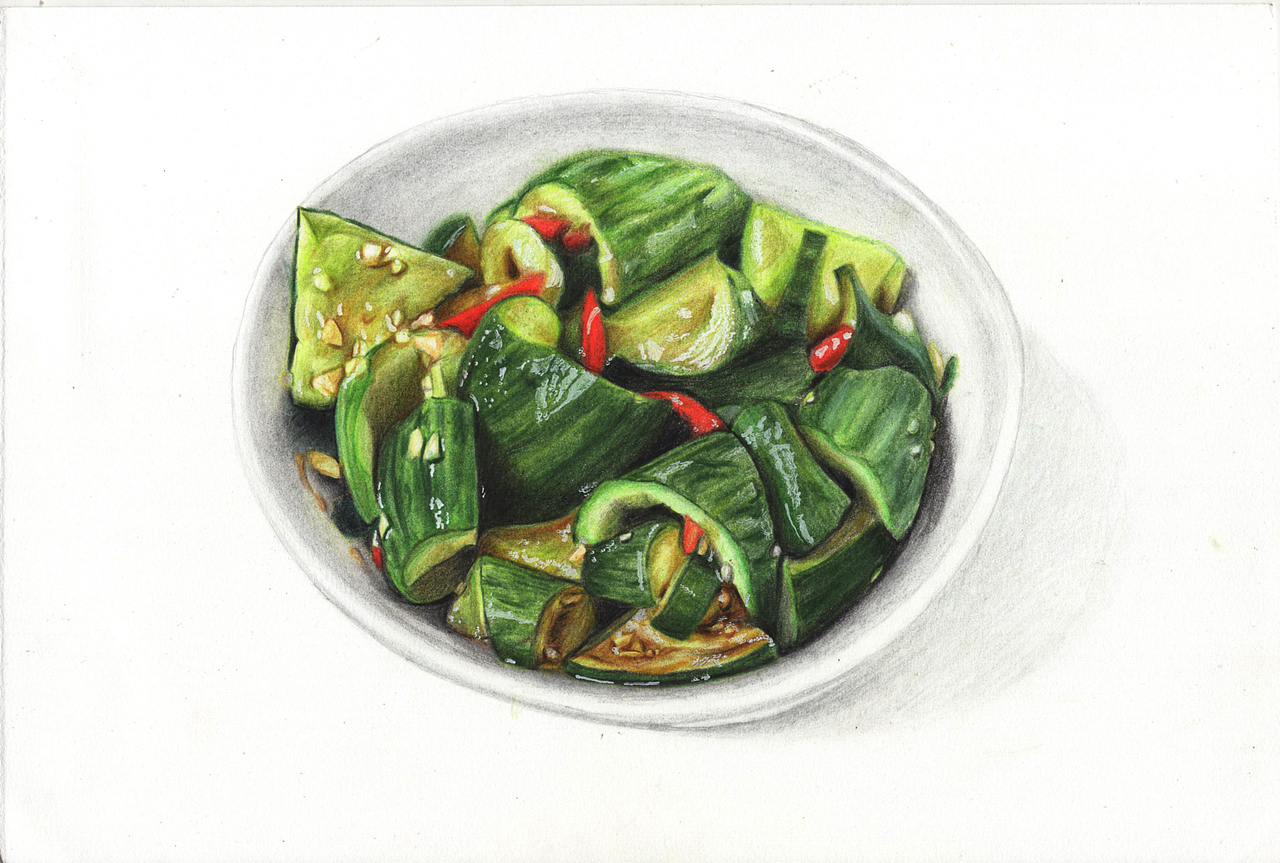 驴大萌彩铅手绘—拍黄瓜（图ZMzQ1ODQxNjky） - 绘画 - 站酷设计师驴大萌原创素材 - 站酷ZCOOL