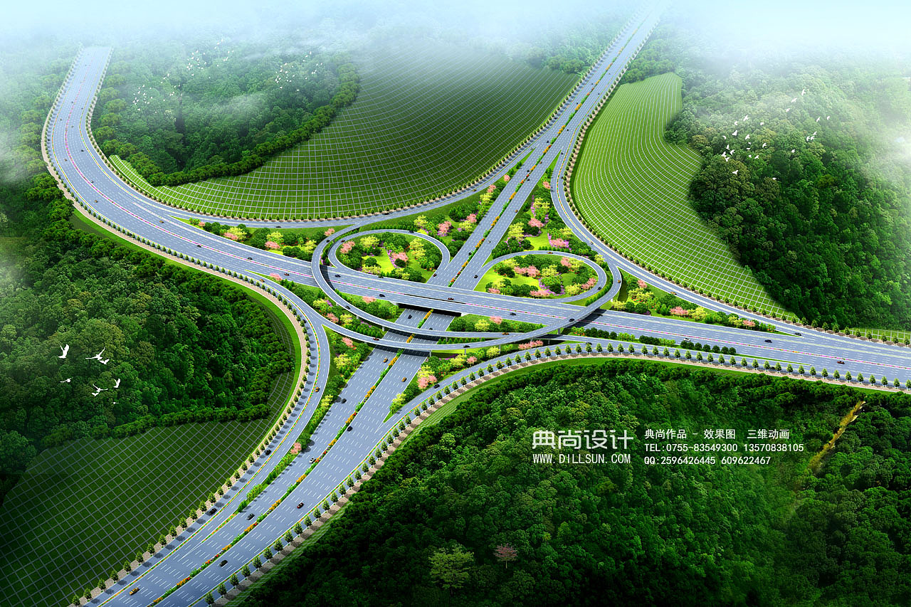 互通效果图3互通立交设计鸟瞰效