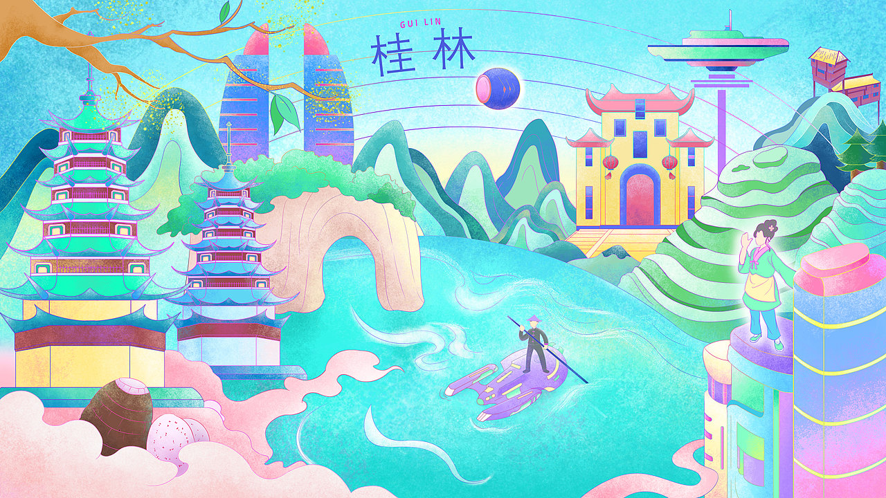 廣西粵寶寶馬城市插畫創(chuàng)作（圖ZMzE0NDc1NjA0） - 商業(yè)插畫 - 站酷設計師鐵猴原創(chuàng)素材 - 站酷ZCOOL