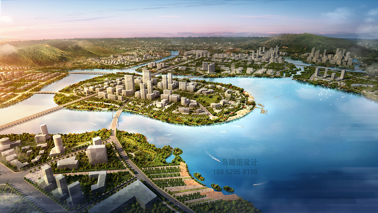 城市规划鸟瞰图作品