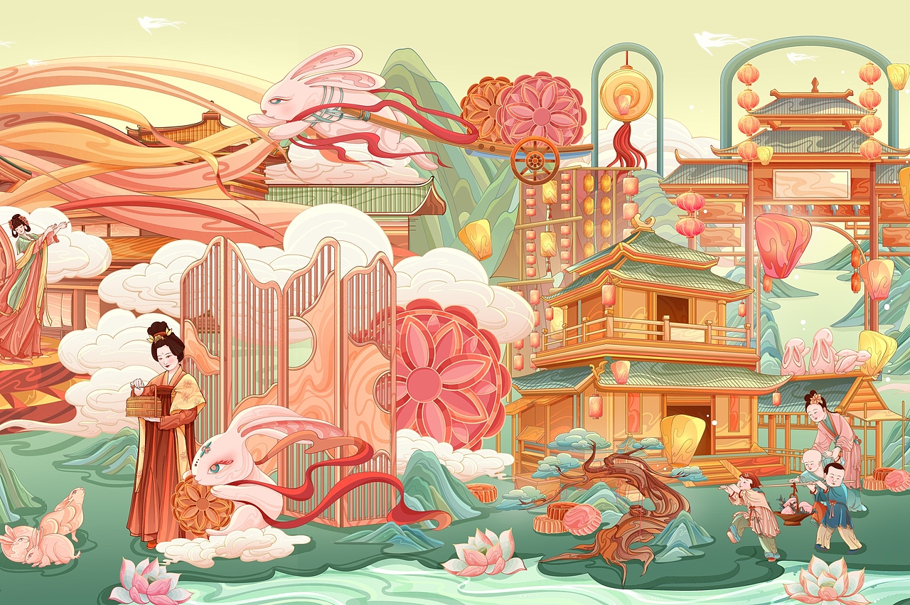 中秋节插画 | 《中秋月下图》下卷