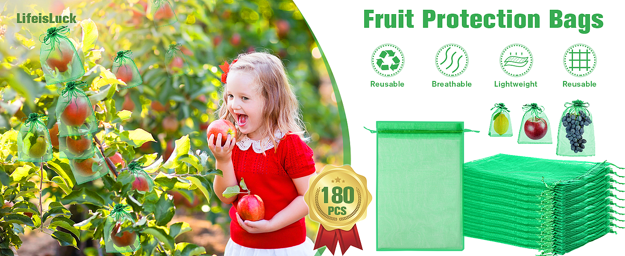 亚马逊主图a+设计-蔬菜水果绿色纱布袋-庄稼种植保护袋