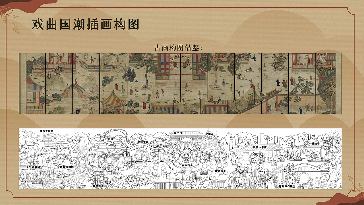 秦腔戏曲非遗长卷国潮插画——《秦腔街》（图ZMzQ0OTUwMDA0） - 商业插画 - 站酷设计师画画的阿城原创素材 - 站酷ZCOOL