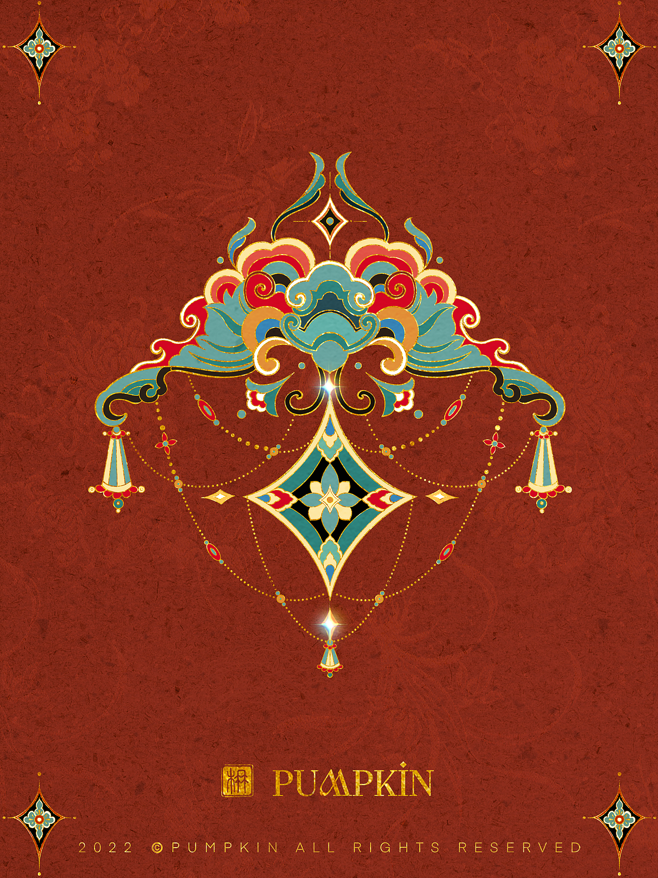 招财醒狮兔｜敦煌新年复古插画设计（图ZMzE4NTEyMzQ0） - 商业插画 - 站酷设计师方楠Pumpkin原创素材 - 站酷ZCOOL