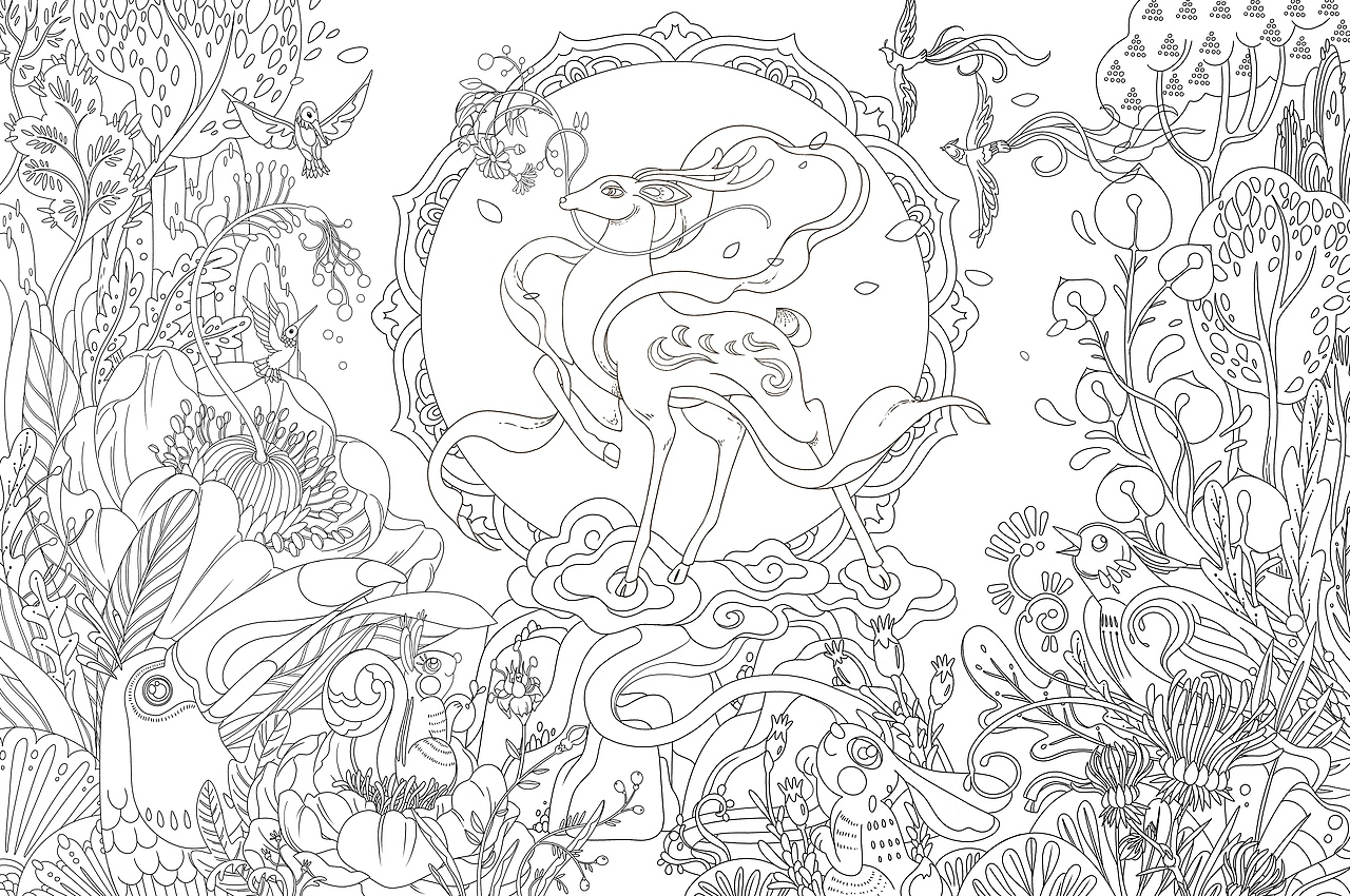 《神鹿踏青,春夏无忧》九色鹿敦煌原创插画