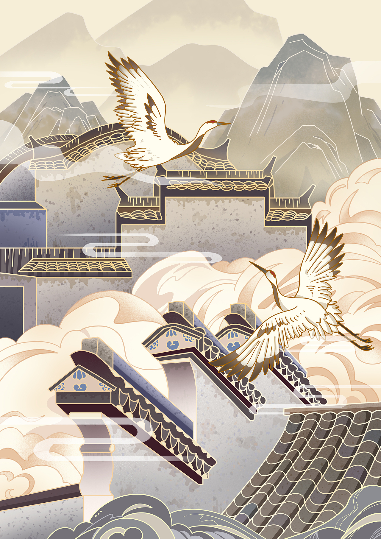 徽派建筑系列插画（图ZMzA4MjA0OTky） - 创作习作 - 站酷设计师李慢慢_原创素材 - 站酷ZCOOL