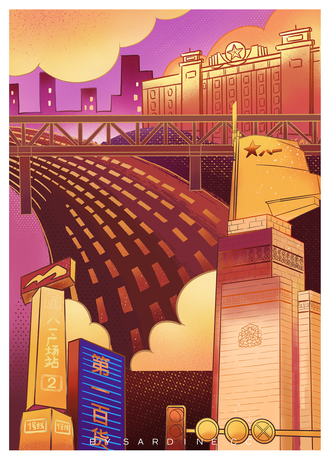 南昌地标建筑系列插画