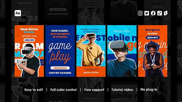 AE模板|竖屏高级科幻科技空间流媒体广告游戏综艺片头