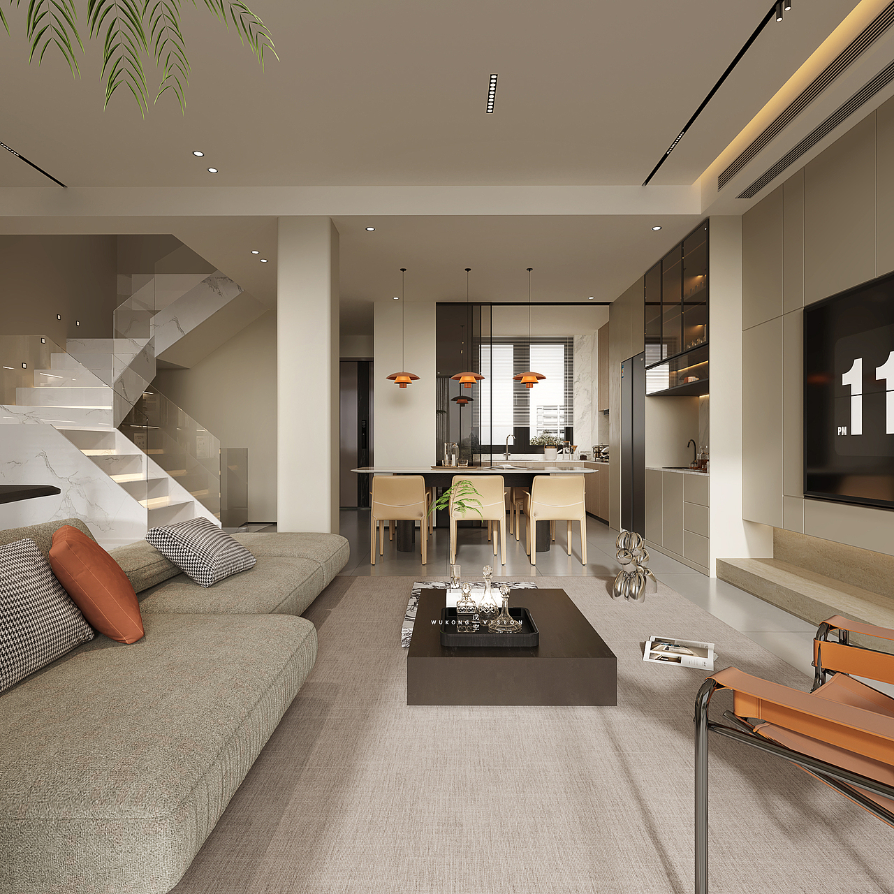 戊空效果图表现一现代极简奶油风格