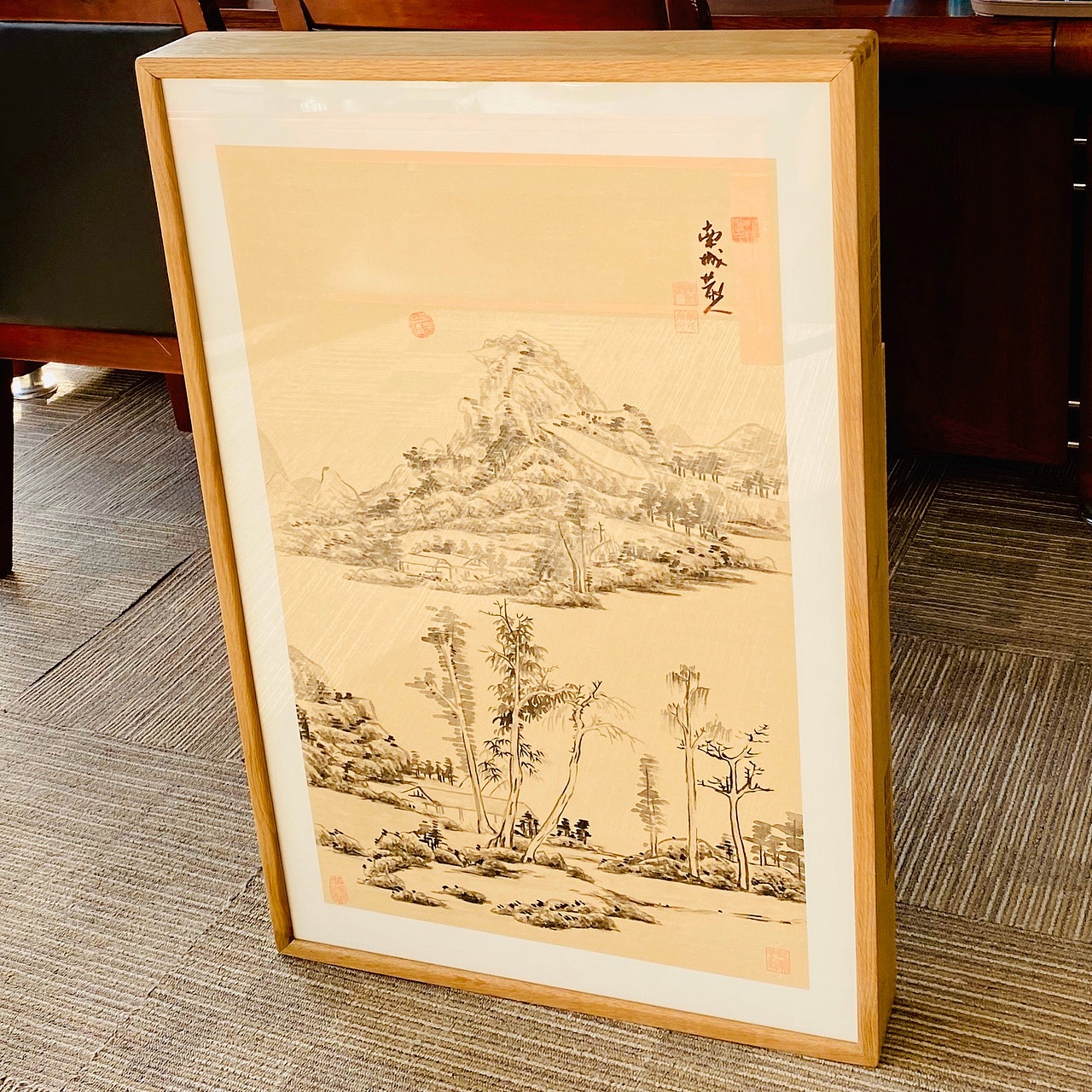 南城散人仿古山水画作品：西电耐斯屏风壁画新风系统