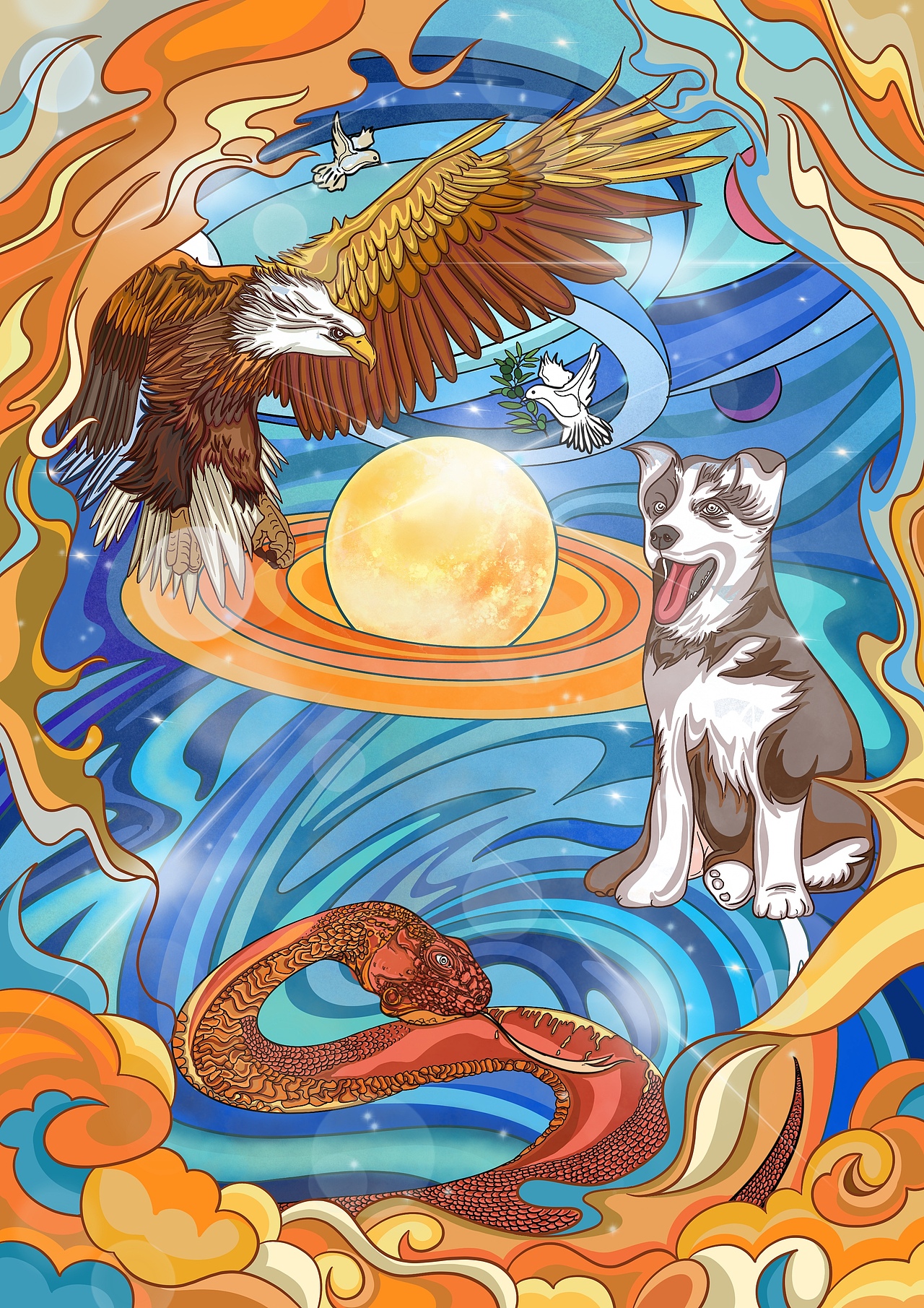 【红蛇进化】（图ZMzA3NTc5ODQ0） - 艺术插画 - 站酷设计师双生木原创素材 - 站酷ZCOOL