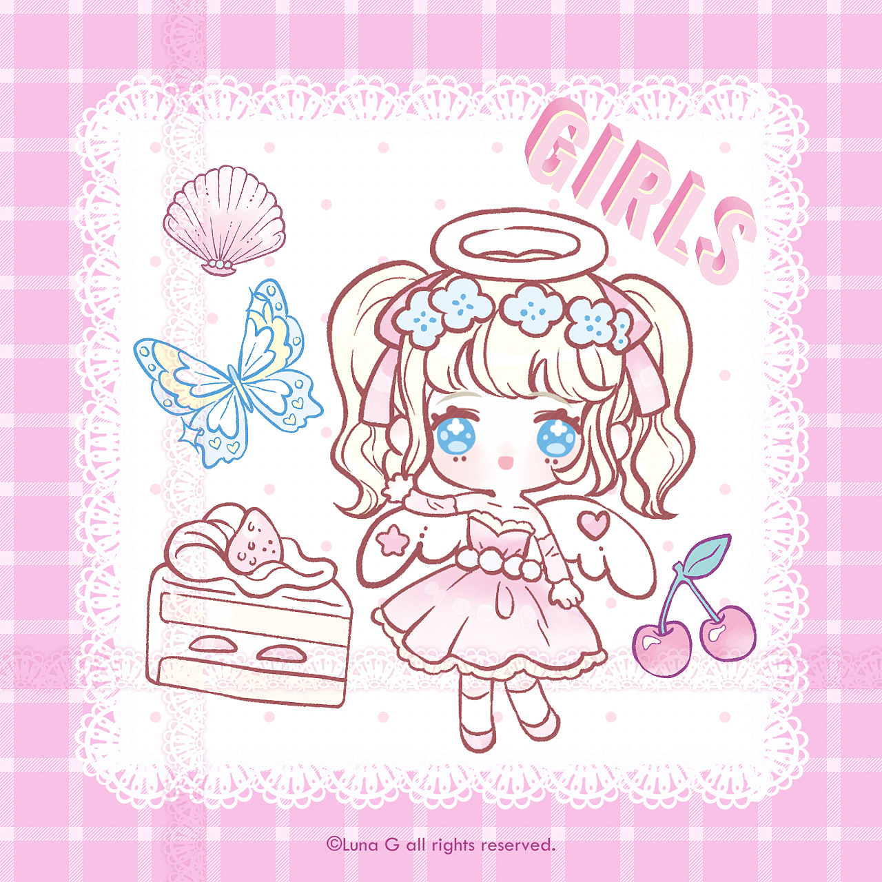 下弦月 少女风贴纸插画小合集 2023