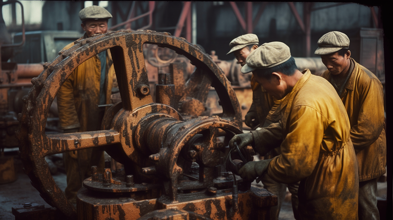 80年代北方中国的石油工人