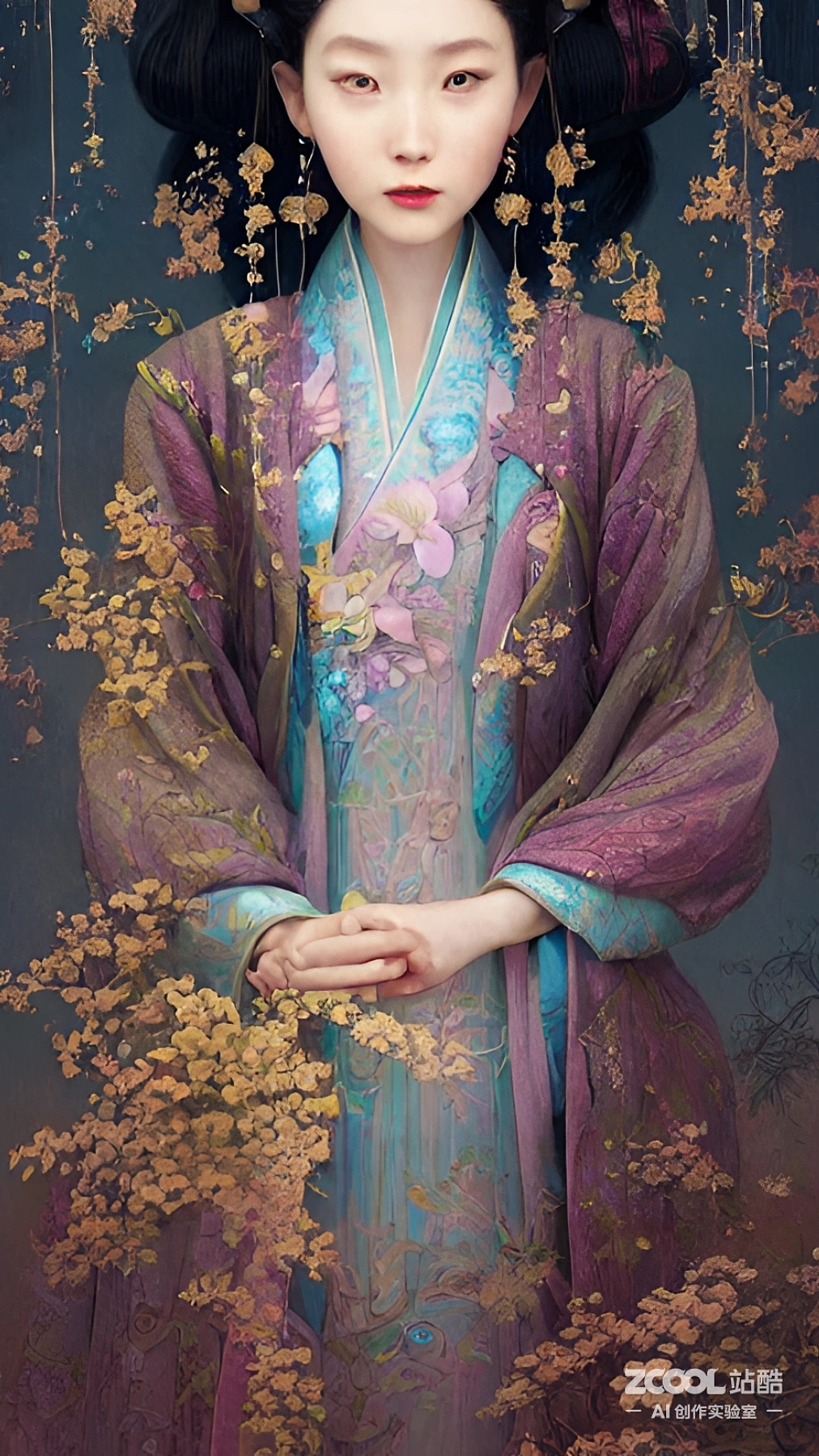 #AI创作实验室#【汉服】【油画X中国画】（图ZMzIxNDM0MTky） - AI作品 - 站酷设计师xingceng2号原创素材 - 站酷ZCOOL