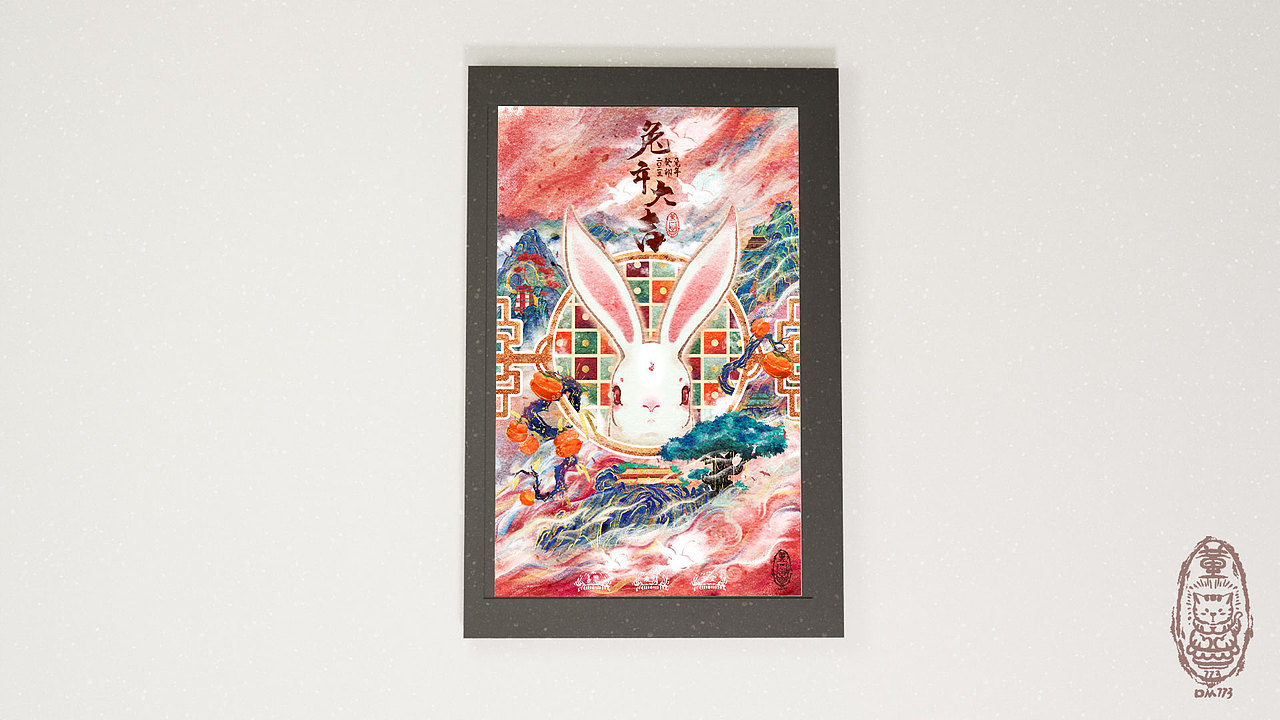 数字岩彩,兔年大吉