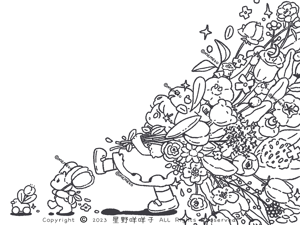 《想把春天搬回家》线稿