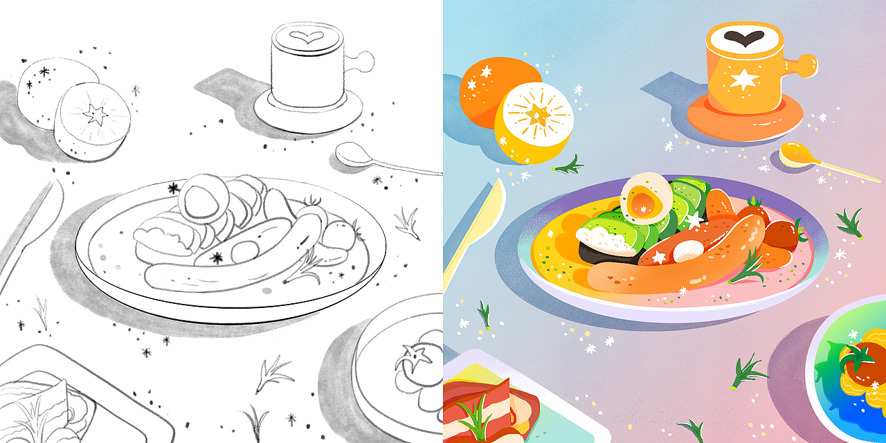 美食插画创作练习（图ZMzI0OTAxNTcy） - 创作习作 - 站酷设计师炸鸡就是力量原创素材 - 站酷ZCOOL