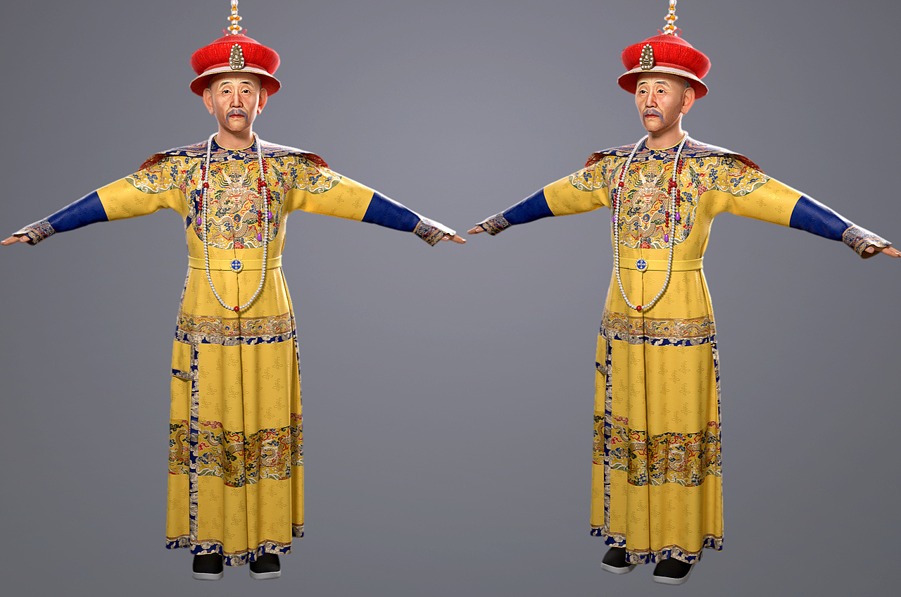 清朝康熙皇帝古装人物模型两套服装