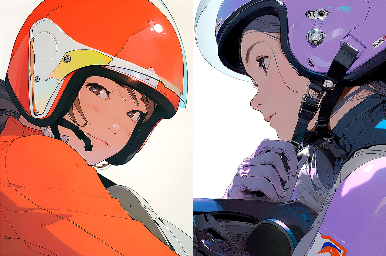 复古摩托女骑头像（图ZMzQyNjcwOTI0） - 商业插画 - 站酷设计师小土豆桑原创素材 - 站酷ZCOOL