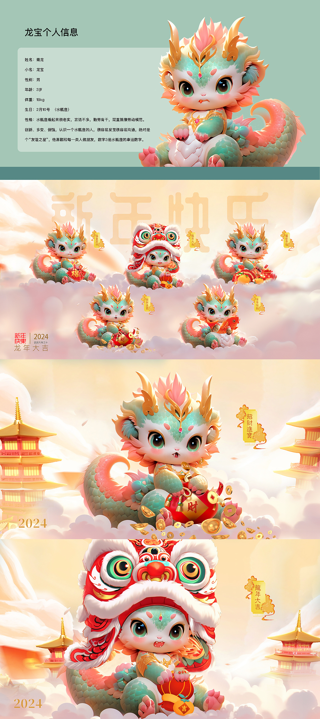 2024青龙 新年版 | IP全案 | 原创潮玩IP | IP图库（图ZMzQ5OTM1NTg4） - IP形象 - 站酷设计师ANXIAOYAO9981原创素材 - 站酷ZCOOL