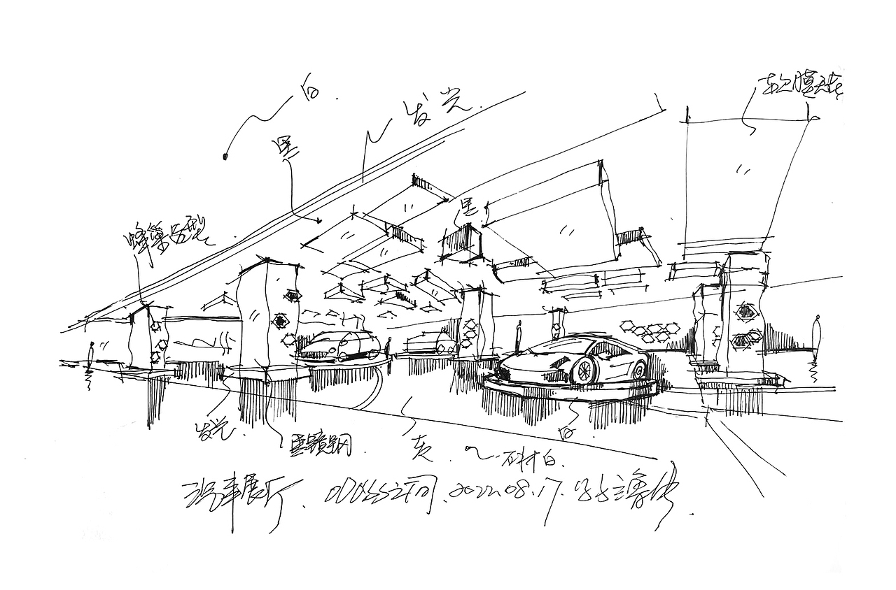 手绘汽车展厅