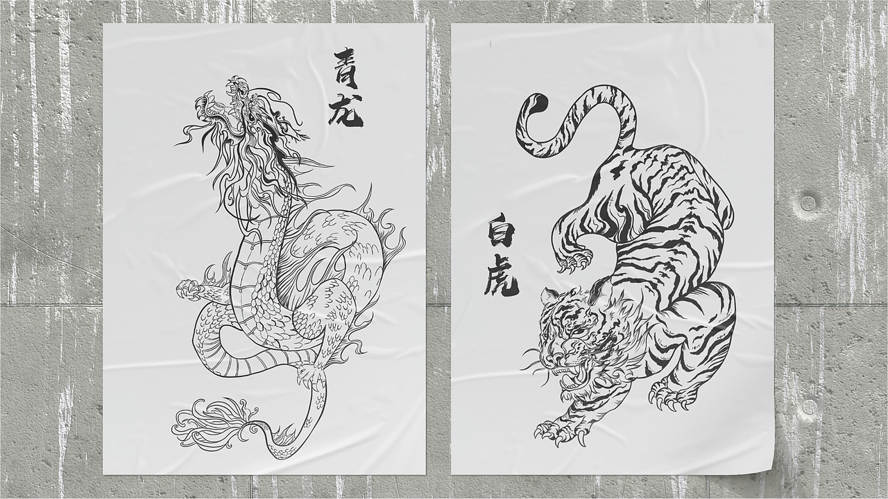 上古星宿——四大神兽（图ZMzQ4NDAzNTIw） - 商业插画 - 站酷设计师筱筱Candy原创素材 - 站酷ZCOOL