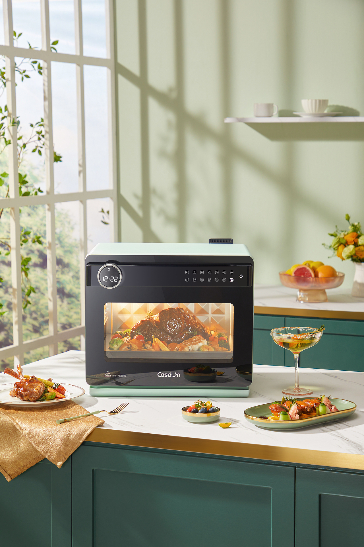 一组台式蒸烤箱摄影