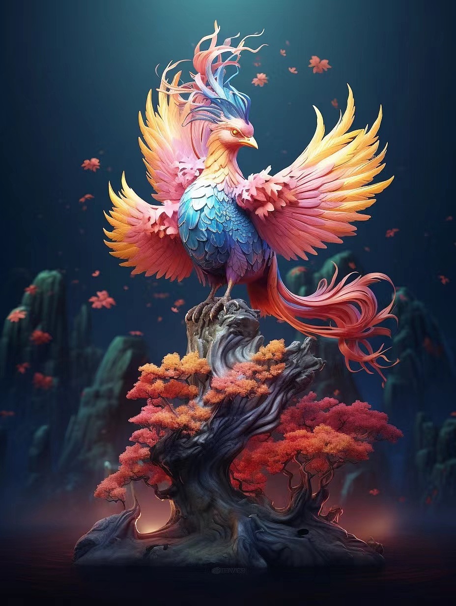AI插画山海经作品《火凤凰》