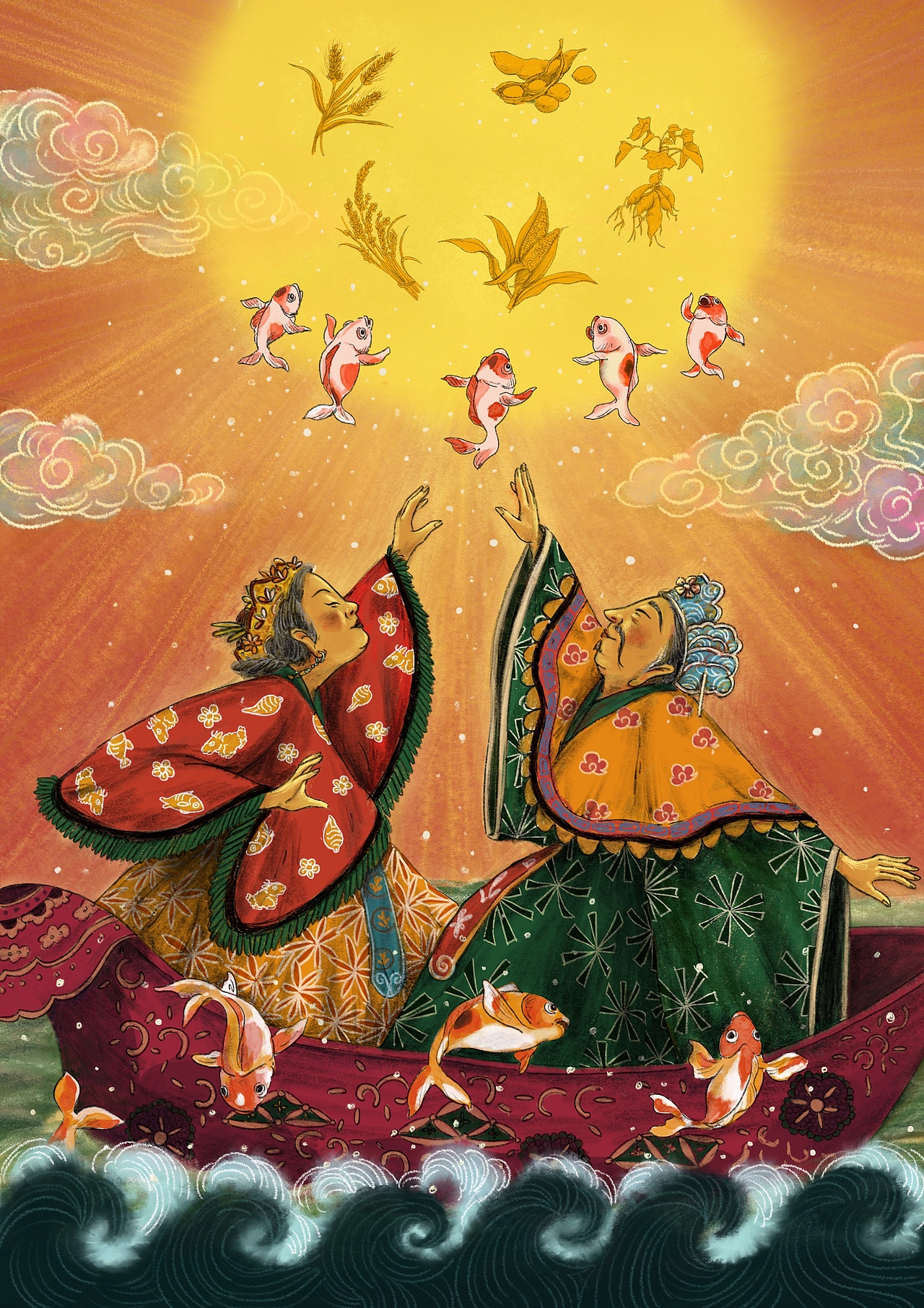 灶神年画之五谷丰登