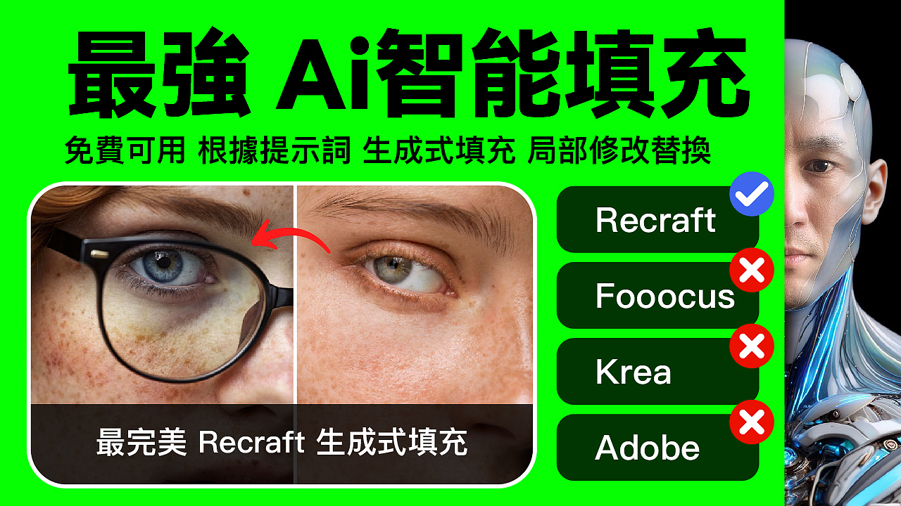 免费Ai工具 最强 Ai生成式填充 Recraft在对比效果最佳