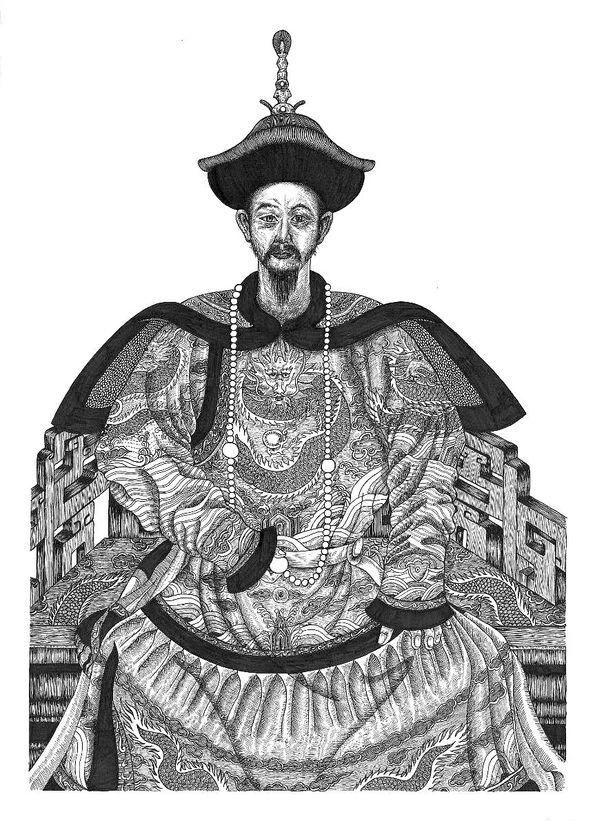 乾隆皇帝針管筆插畫（圖ZMzEwNjAxMzI4） - 圖案 - 站酷設(shè)計(jì)師ROKING羅勤原創(chuàng)素材 - 站酷ZCOOL