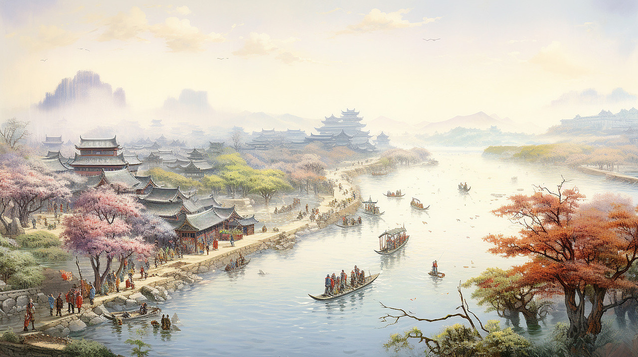 河上赶集古代市集