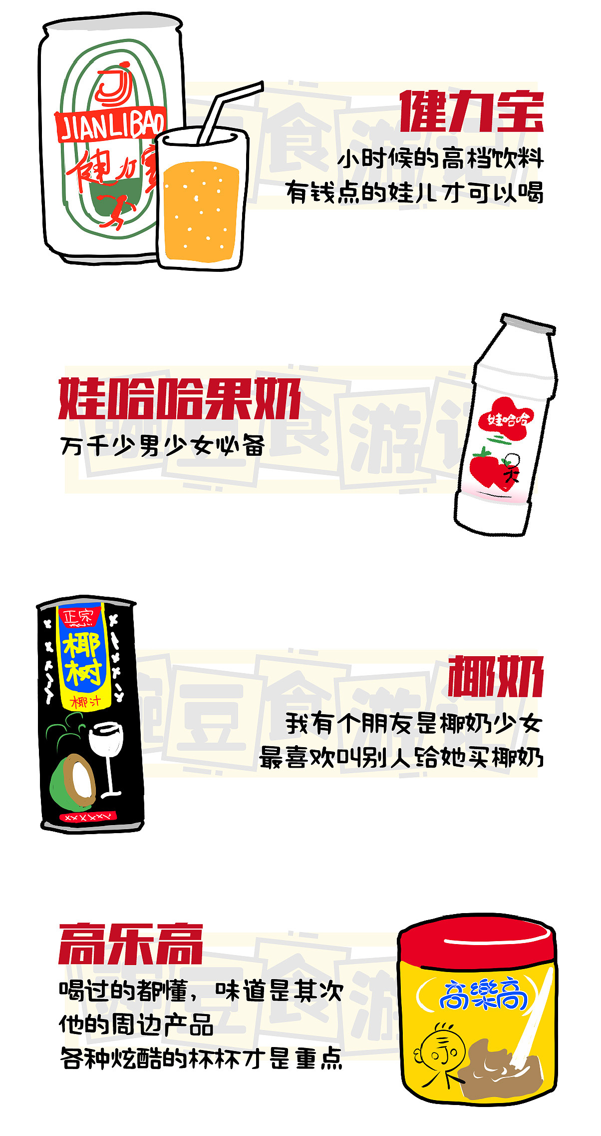 豌豆食游记-80年代的零食（图ZMzYwMDUzODA0） - 绘本 - 站酷设计师打爆小豌豆原创素材 - 站酷ZCOOL