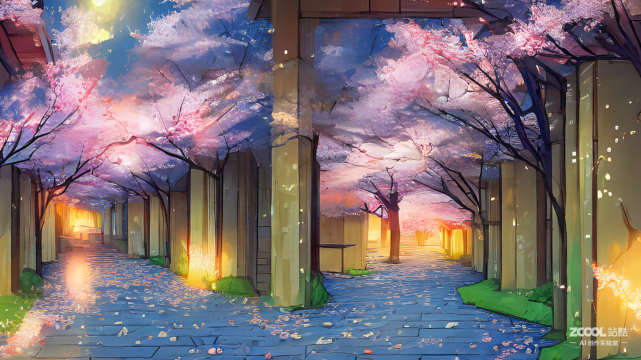 #AI创作实验室#静谧樱廊（图ZMzI1MDk2NDE2） - AI作品 - 站酷设计师星FH原创素材 - 站酷ZCOOL